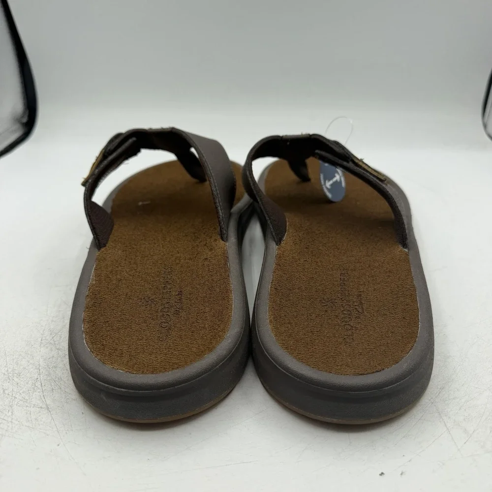 Clarks Cloudsteppers Breeze Flip Flops Mens Sz 13 M Brown Leather Thong Sandals